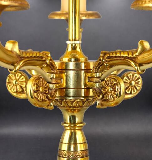 Bronze Bouillotte Lamp in Solid Empire Style Five Lights * Lucien Ga