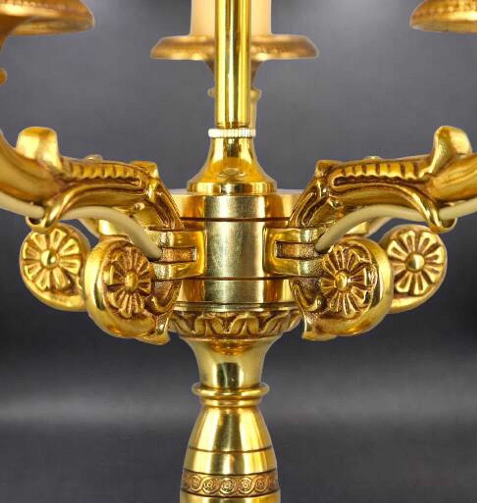 Lampe Bouillotte en Bronze Massif de Style Empire Cinq Lumières * Lucien Ga