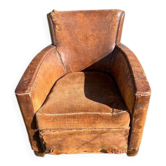 Fauteuil club en cuir années 30
