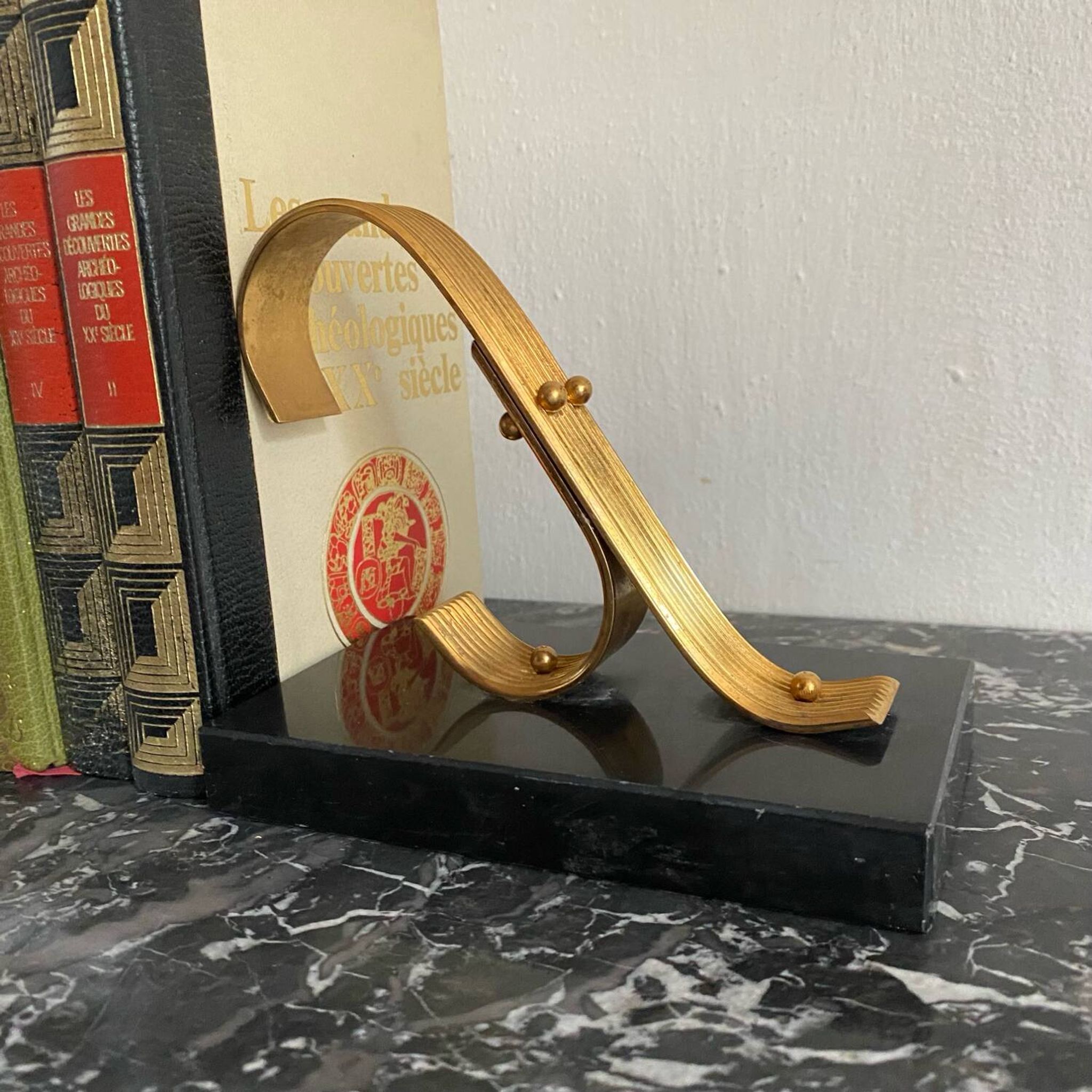 Pair of Modernist Gold Starry Bookends