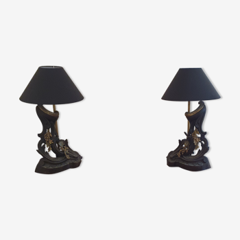 Paire de lampes en bronze Napoléon III