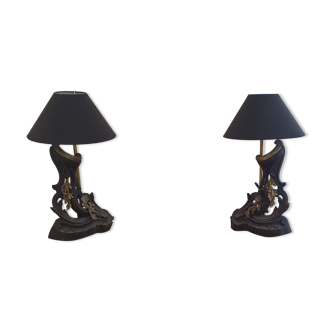 Paire de lampes en bronze Napoléon III