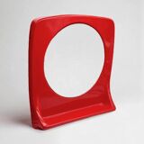 Miroir italien Space Age rouge avec étagère, années 1970