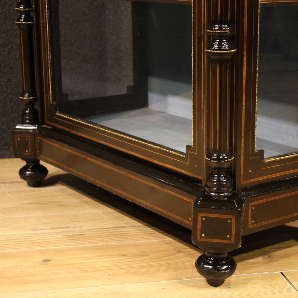 19th century English inlaid display cabinet