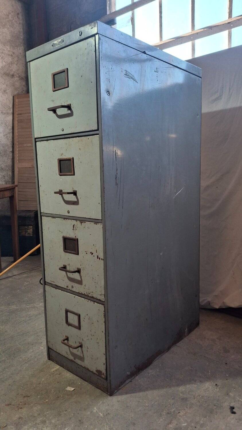 Industrial metal drawer cabinet Y.A. Chauvin Paris 1940s