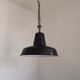Enameled pendant workshop “reflecto-lux” hanging light, 1950s france