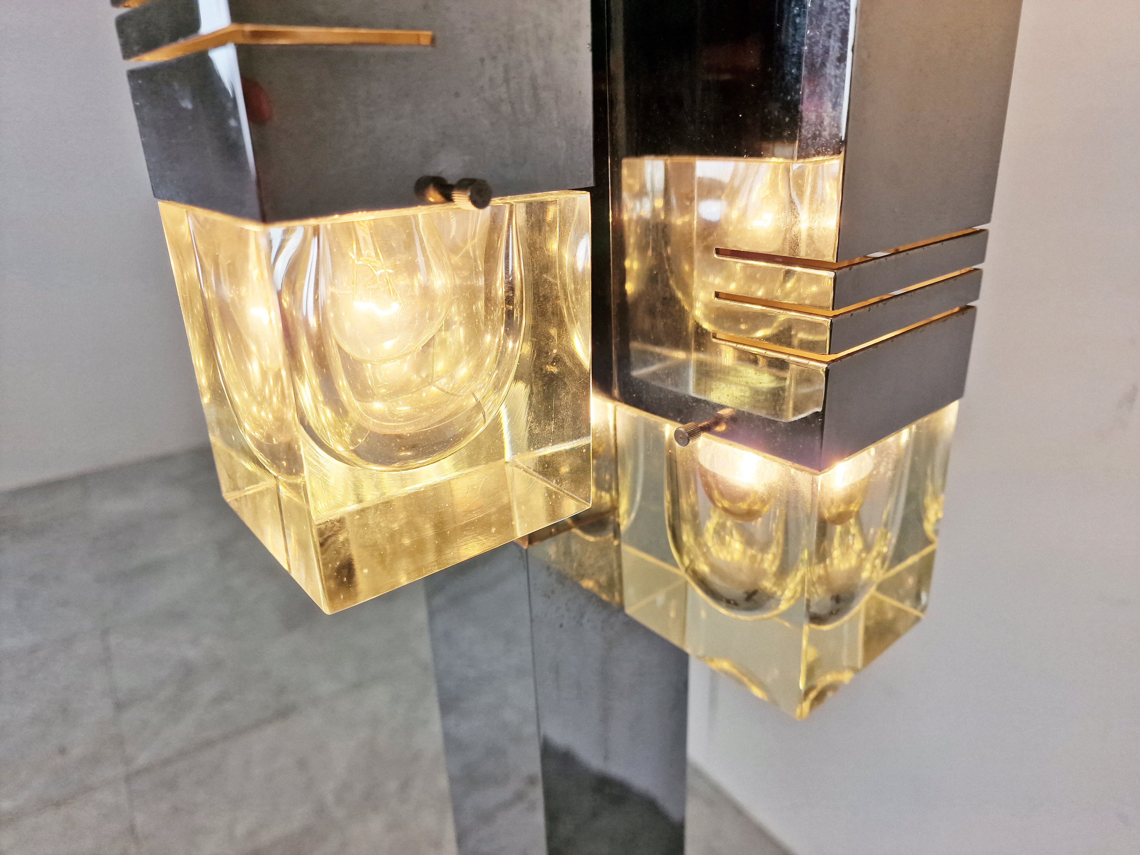 Vintage cubic floor lamp by Gaetano Sciolari, 1970s