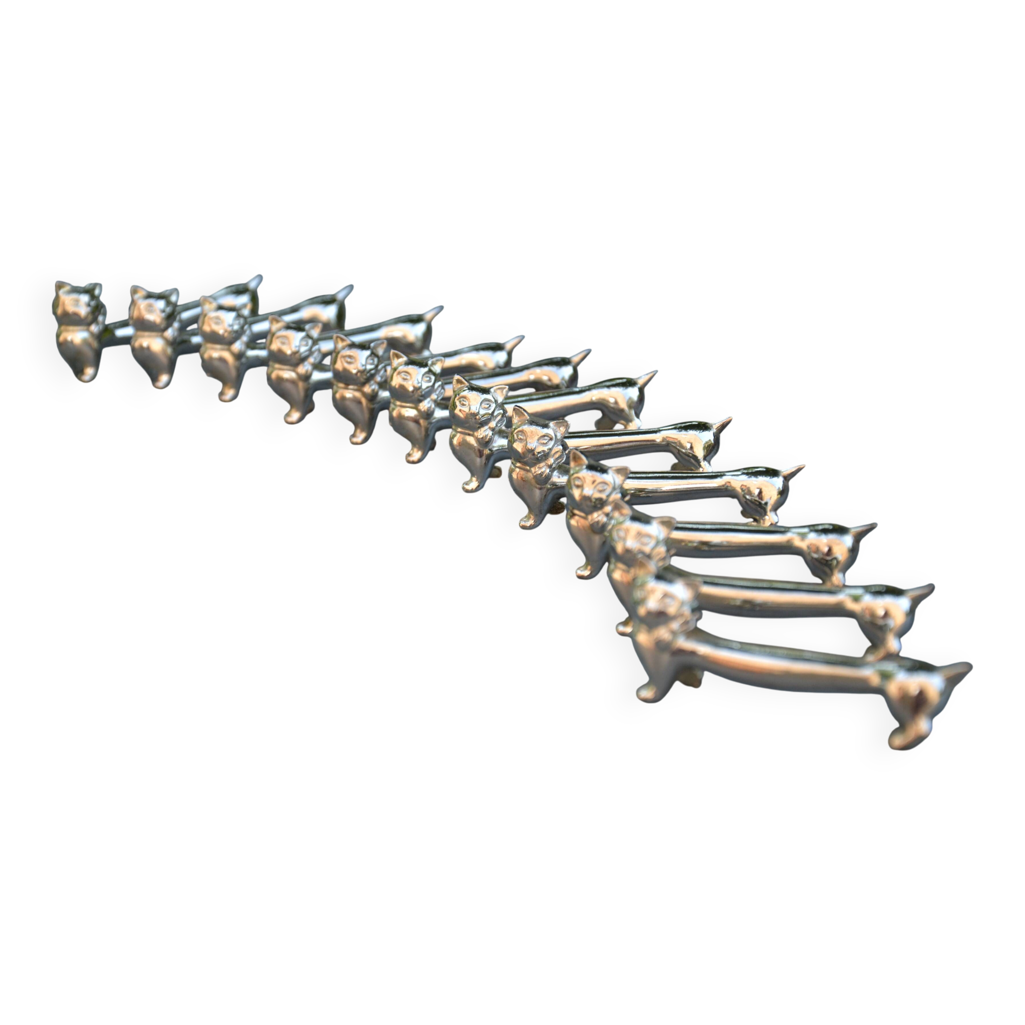 12 silver-plated cat knife rests