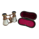 Pair of binoculars, theater, opera, mother-of-pearl, gilded brass, early twentieth century, curiosity object, showcase