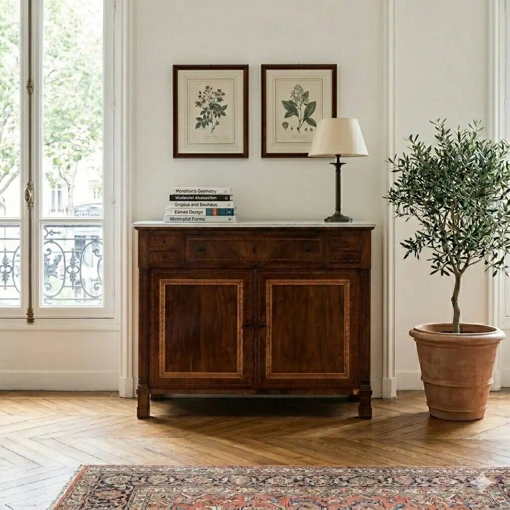 Antique buffet in Eastern European walnut, 19th century.
