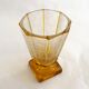 Art Deco vase engraved with flowers, faceted body on a pedestal.