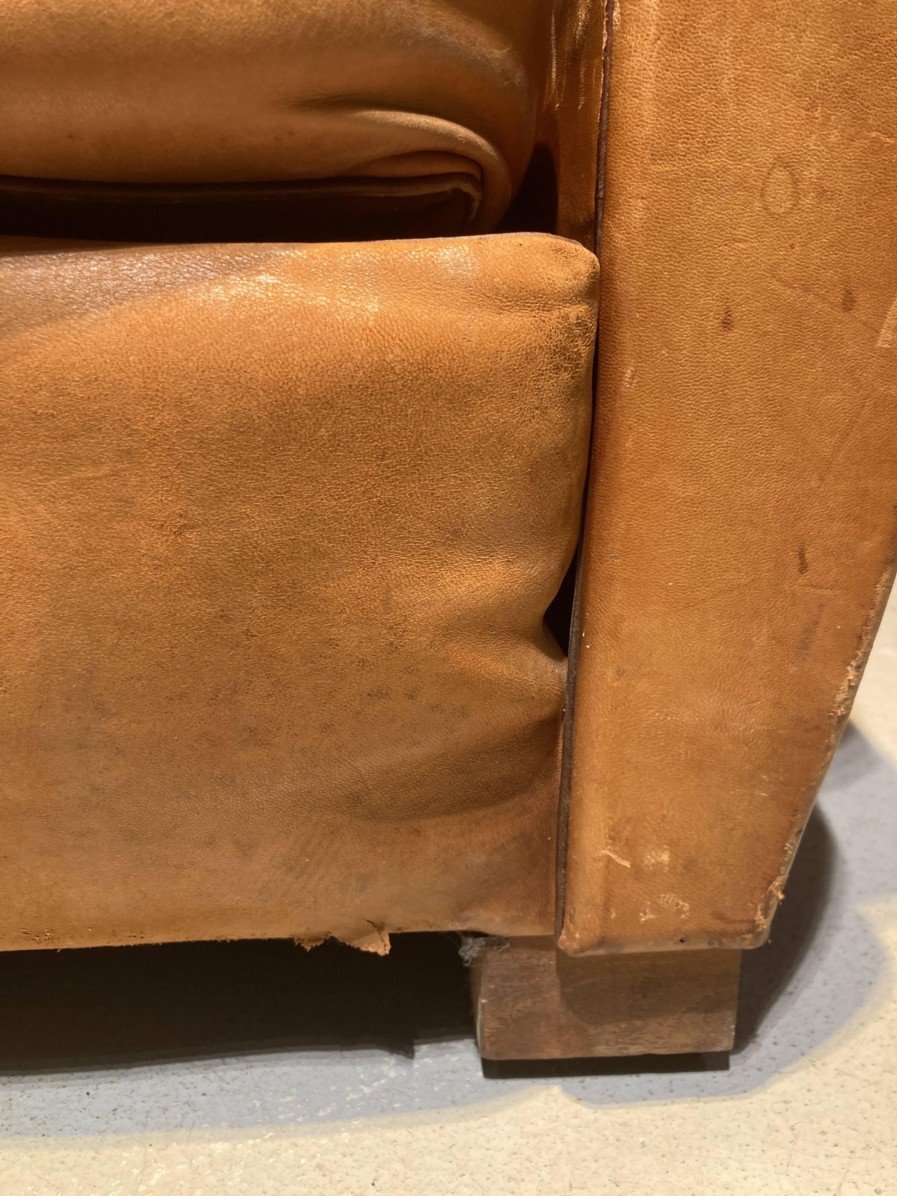 Brown leather armchair