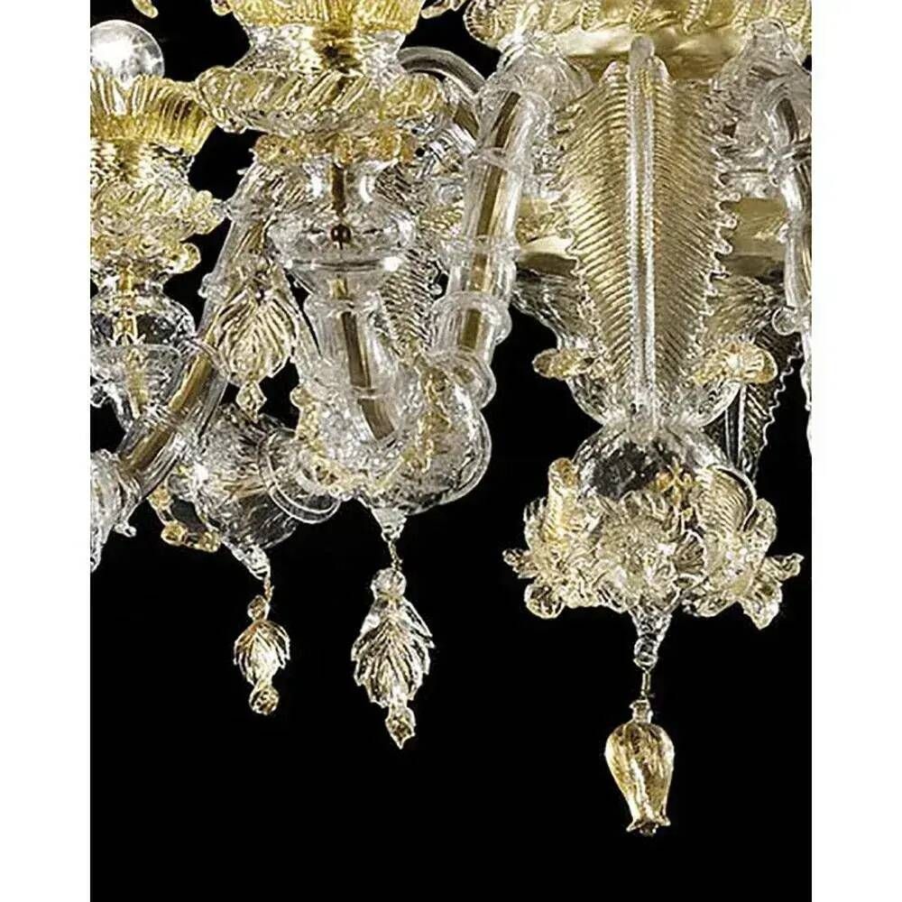 Venetian Cà Rezzonico Floral Gold Murano Style Glass Chandelier From Simoen