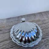 Silver-plated metal shell butter dish