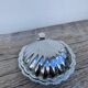 Silver-plated metal shell butter dish