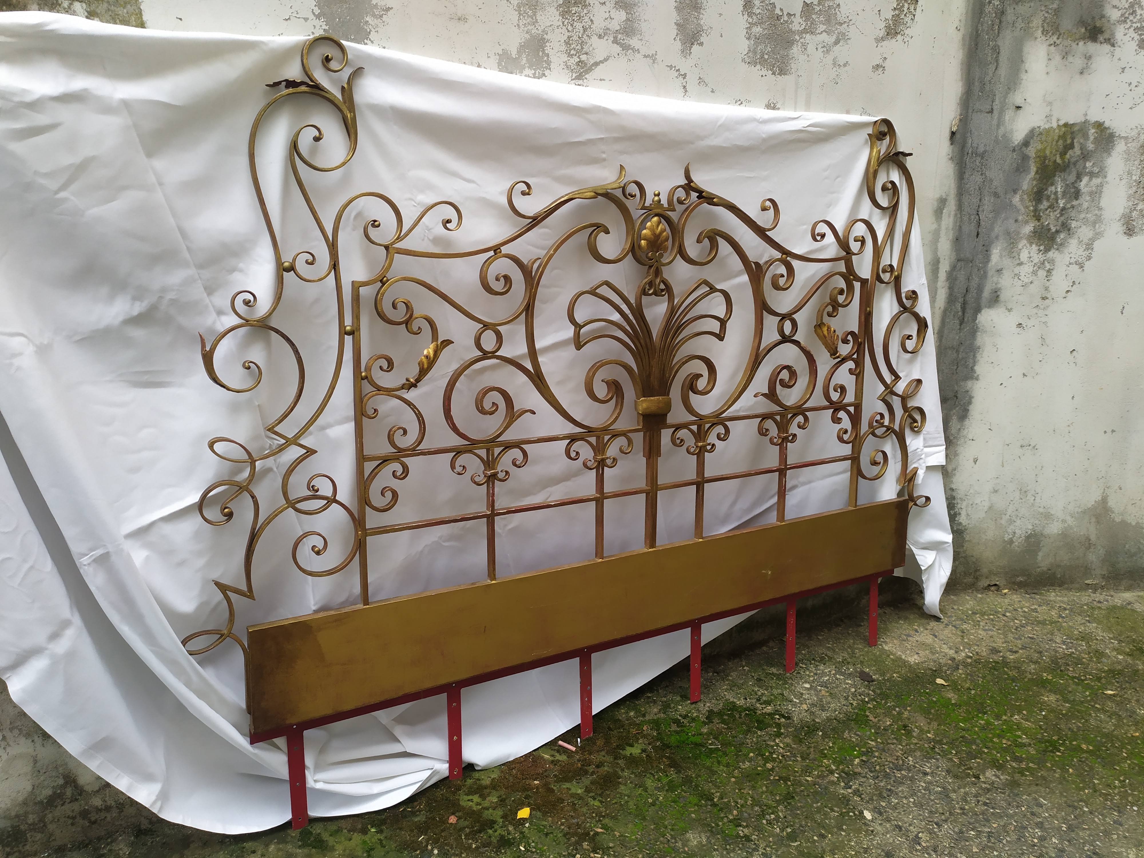 Golden wrought iron bedhead