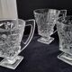 6 tea glasses with handles made of pressed moulded glass