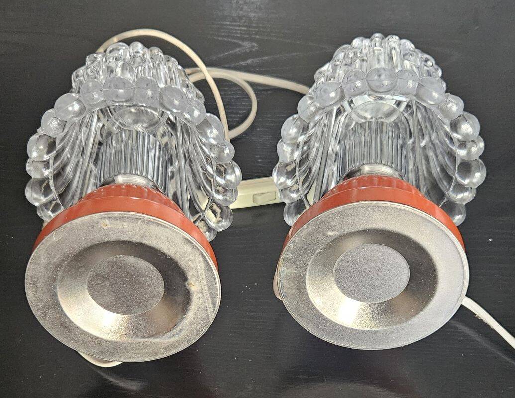 Pair of Vintage 70's Orange Mushroom Lamps