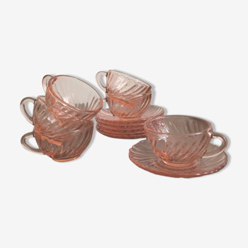Set 6 tasses et sous tasses à café expresso en rosaline Arcoroc luminarc