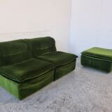 Pair of modular armchairs with ottoman, 70s
