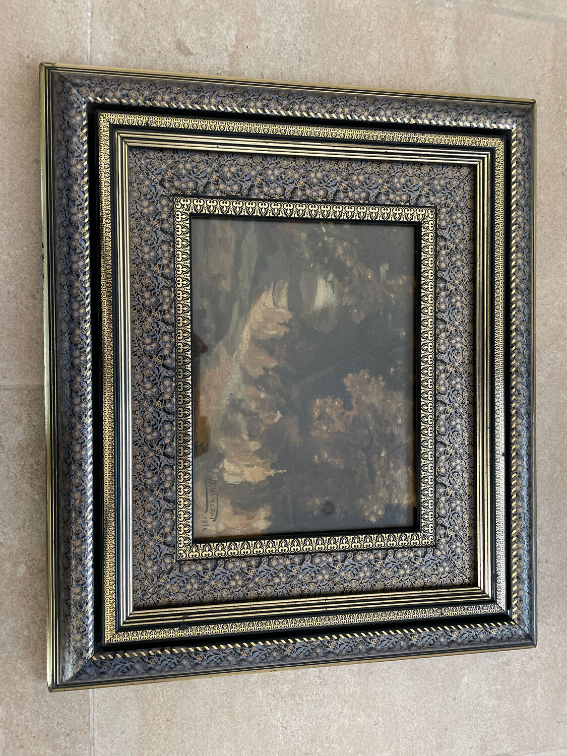 Table XIXth oil on cardboard signed A . Vincent