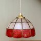 Suspension vintage en nacre rouge et blanche