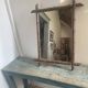 Large barber mirror from the 1940s/50s made of turned wood in a bamboo style.