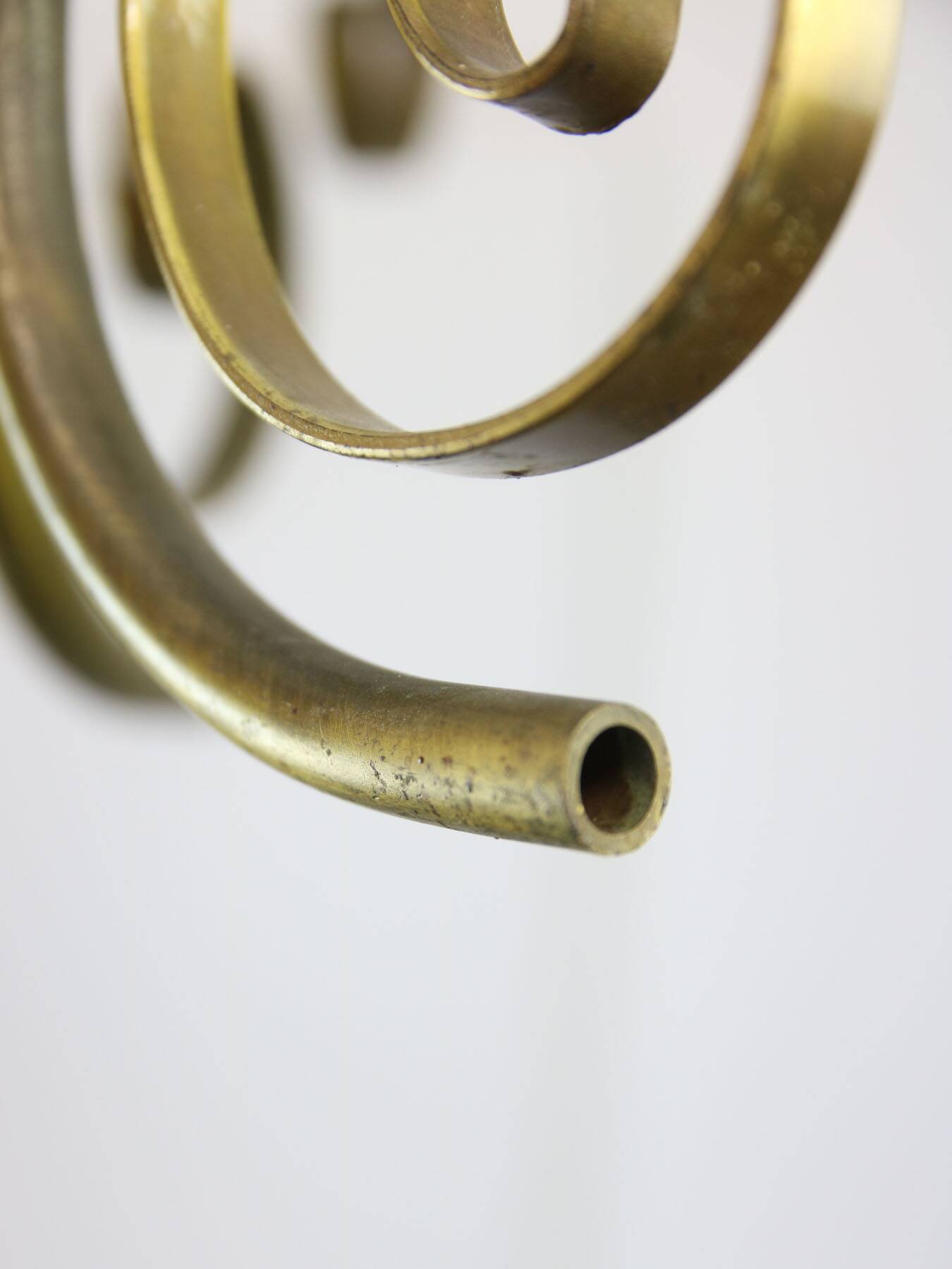 Vintage Italian Brass and Opaline Chandelier