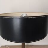 Lampe de table bureau laiton cuir piqué gainé
