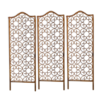 Vintage rattan screen 3 ventaux