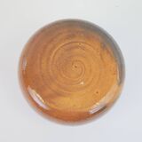 Small orange and brown turned ceramic pot
