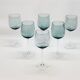 6 Large Wine or Water Balloon Glasses in Petrol Blue Color Blown Glass