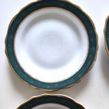 Set of 6 plates 19th green and gold edge