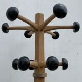 Portemanteau parrot wood tripod 12 black balls Stella 1960
