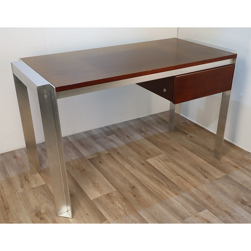 Vintage Georges Frydman desk in teak and aluminum 1970