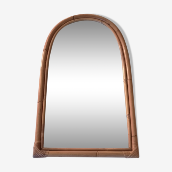 Miroir rotin ovale 1960 - 90x53cm