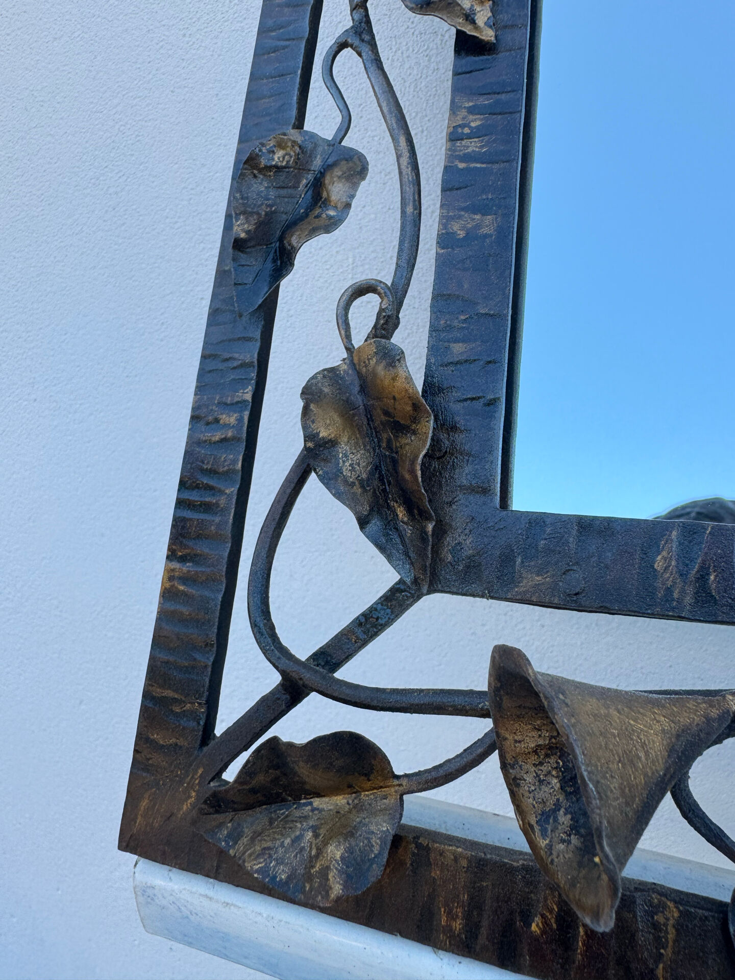 Wrought iron mirror with ivy Art Deco
