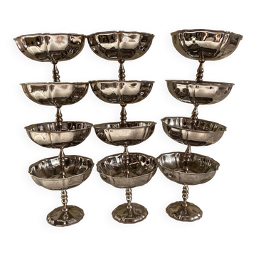 Vintage stainless steel footed bowls