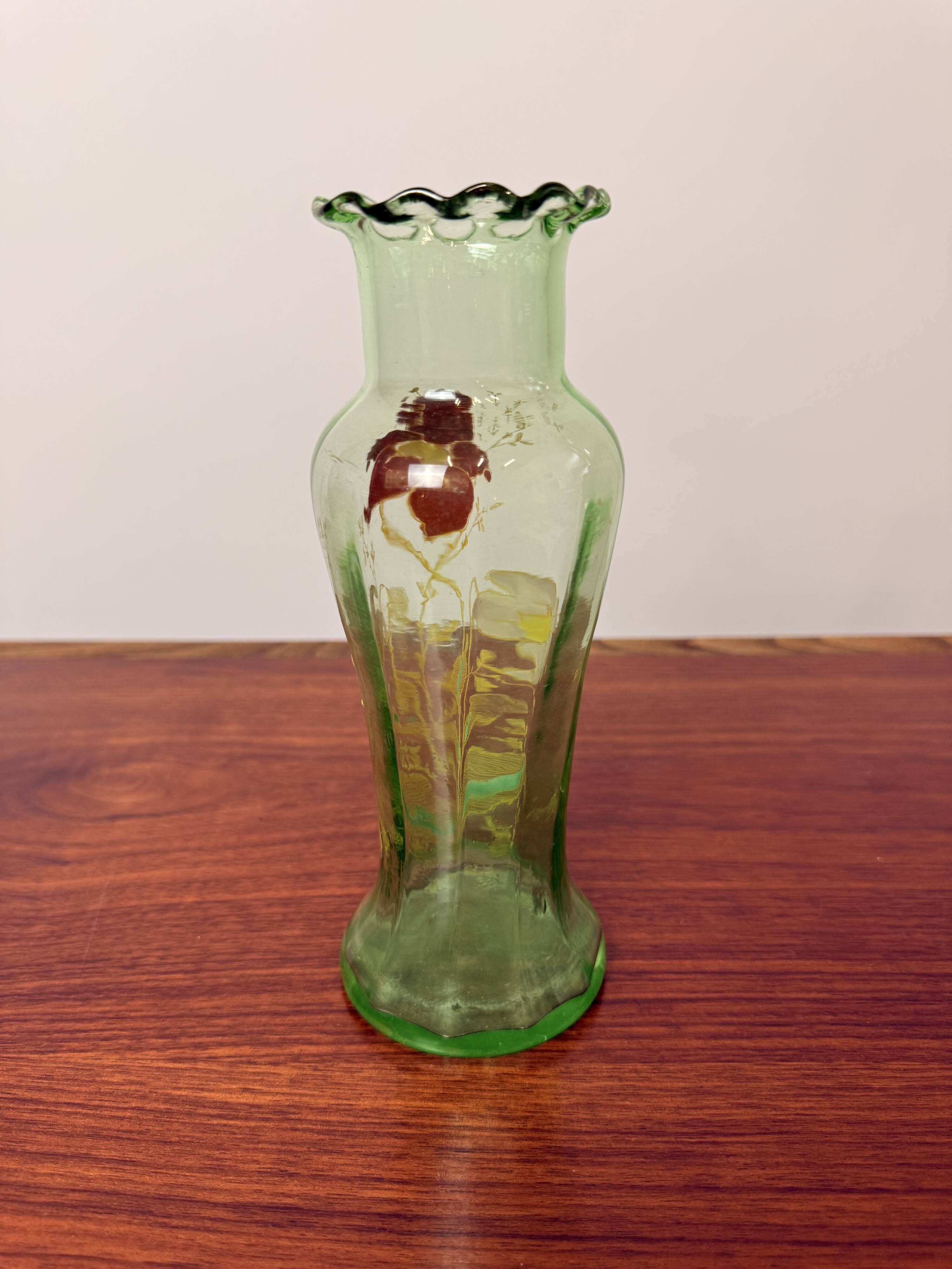 Antique Legras vase – Enamelled glass with floral decoration – Art Nouveau