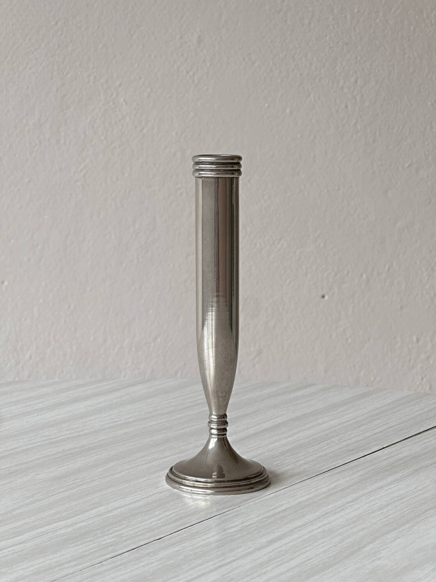 silver-plated single-stem vase