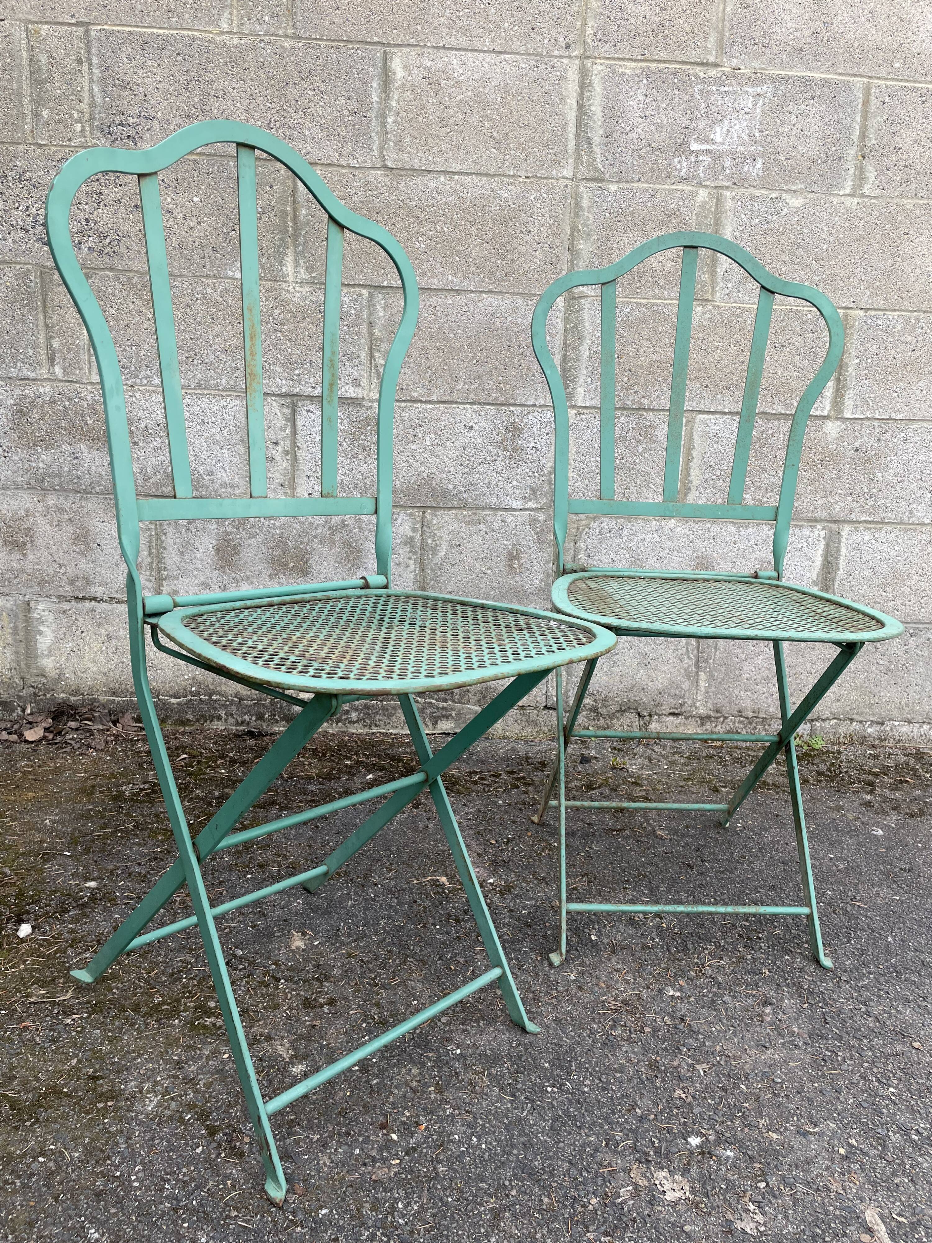 Set of 2 folding garden chairs XIXth