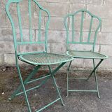 Set of 2 folding garden chairs XIXth