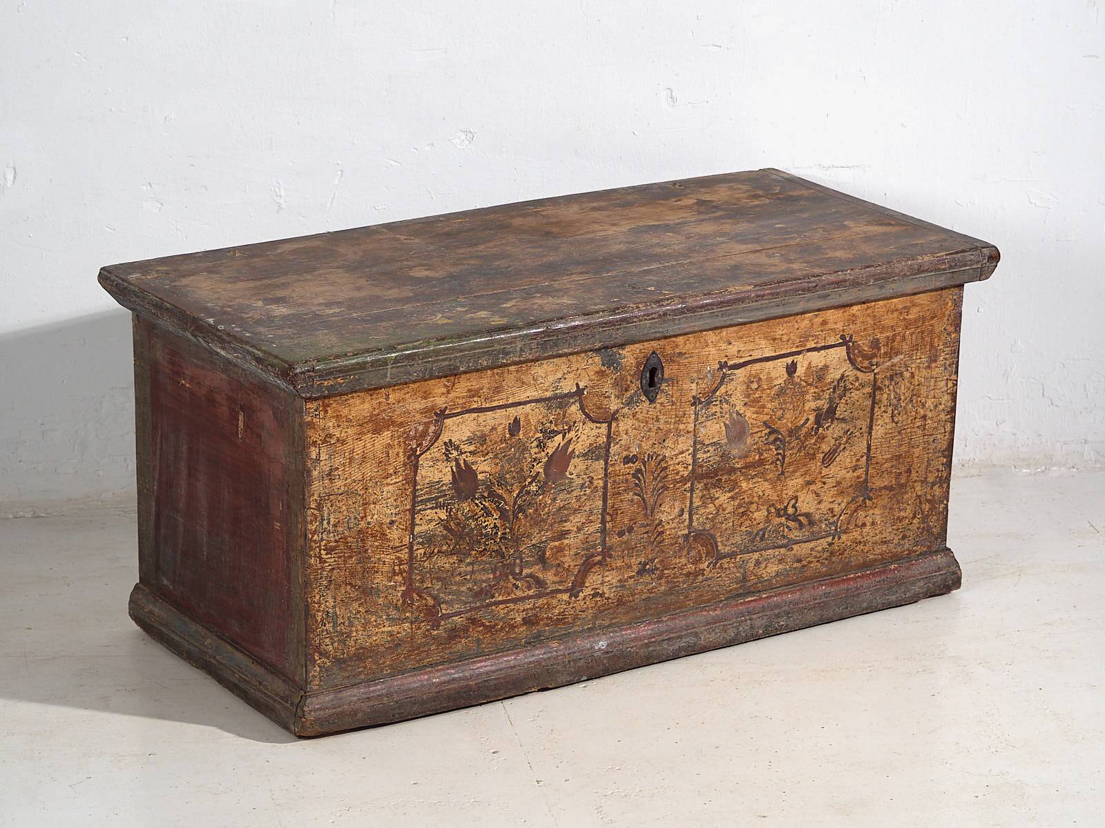 Antique solid gilded wooden chest dated 1846 #86