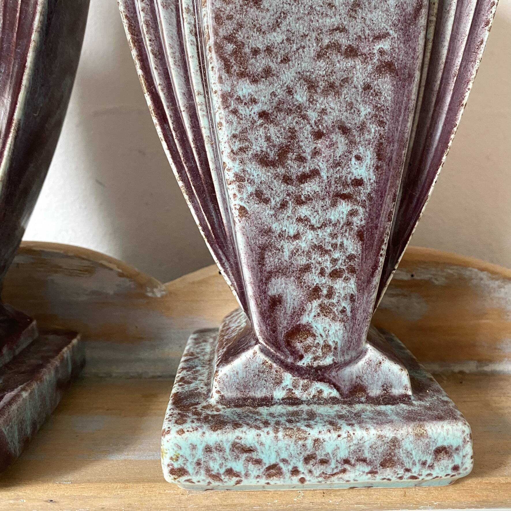 Pair of Art Deco vases in glazed ceramic