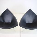 Set of Two Leather Original George Nelson Coconut Chairs, Vitra