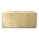 Commode type sideboard with 8 drawers, ivory lacquer and brass details, 1970s design.