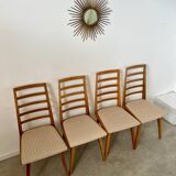 Set of 4 Scandinavian design beech chairs from the 70s vintage