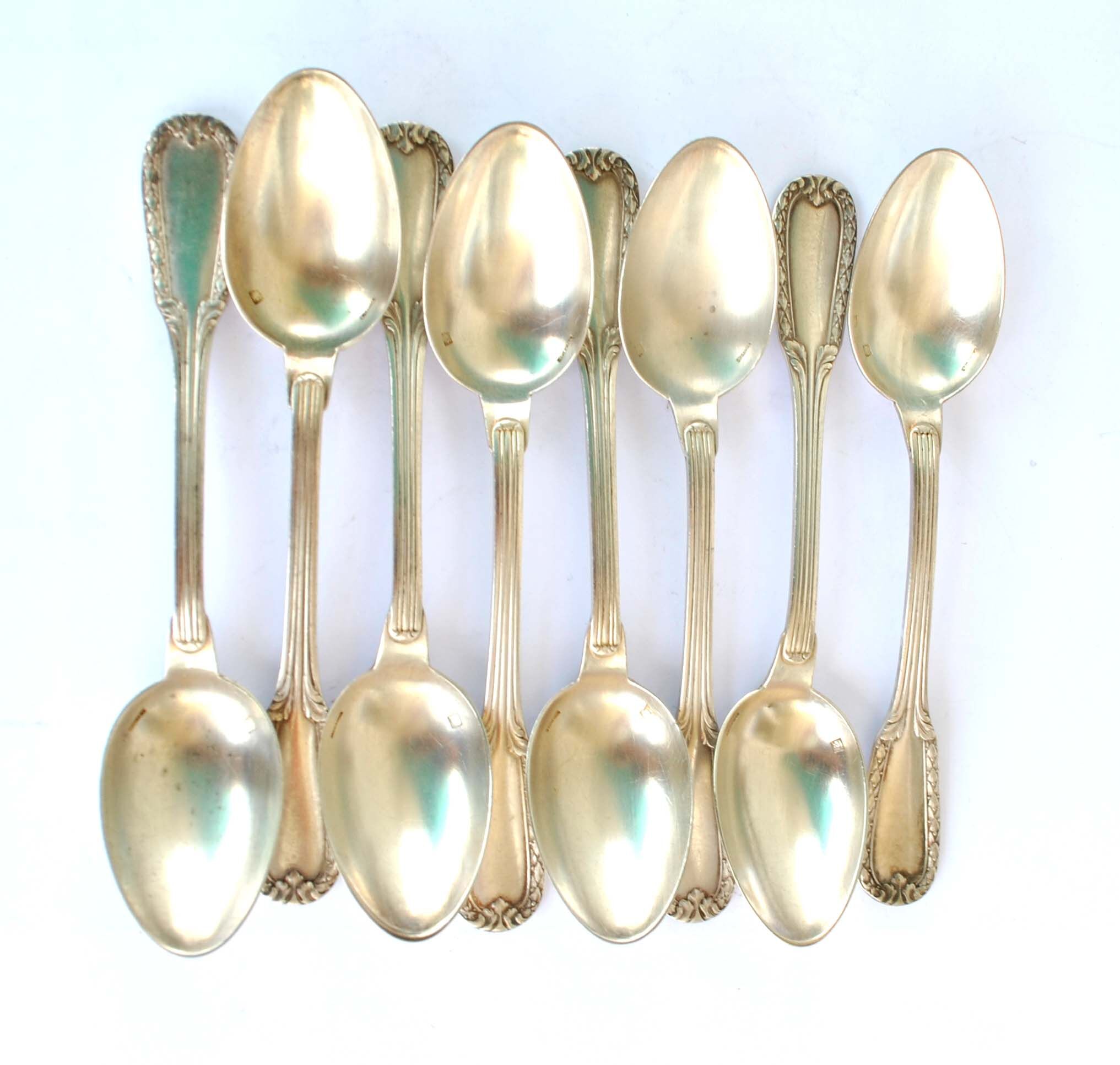 Set of 8 teaspoons in silver metal boulenger rinceaux decoration 14cm