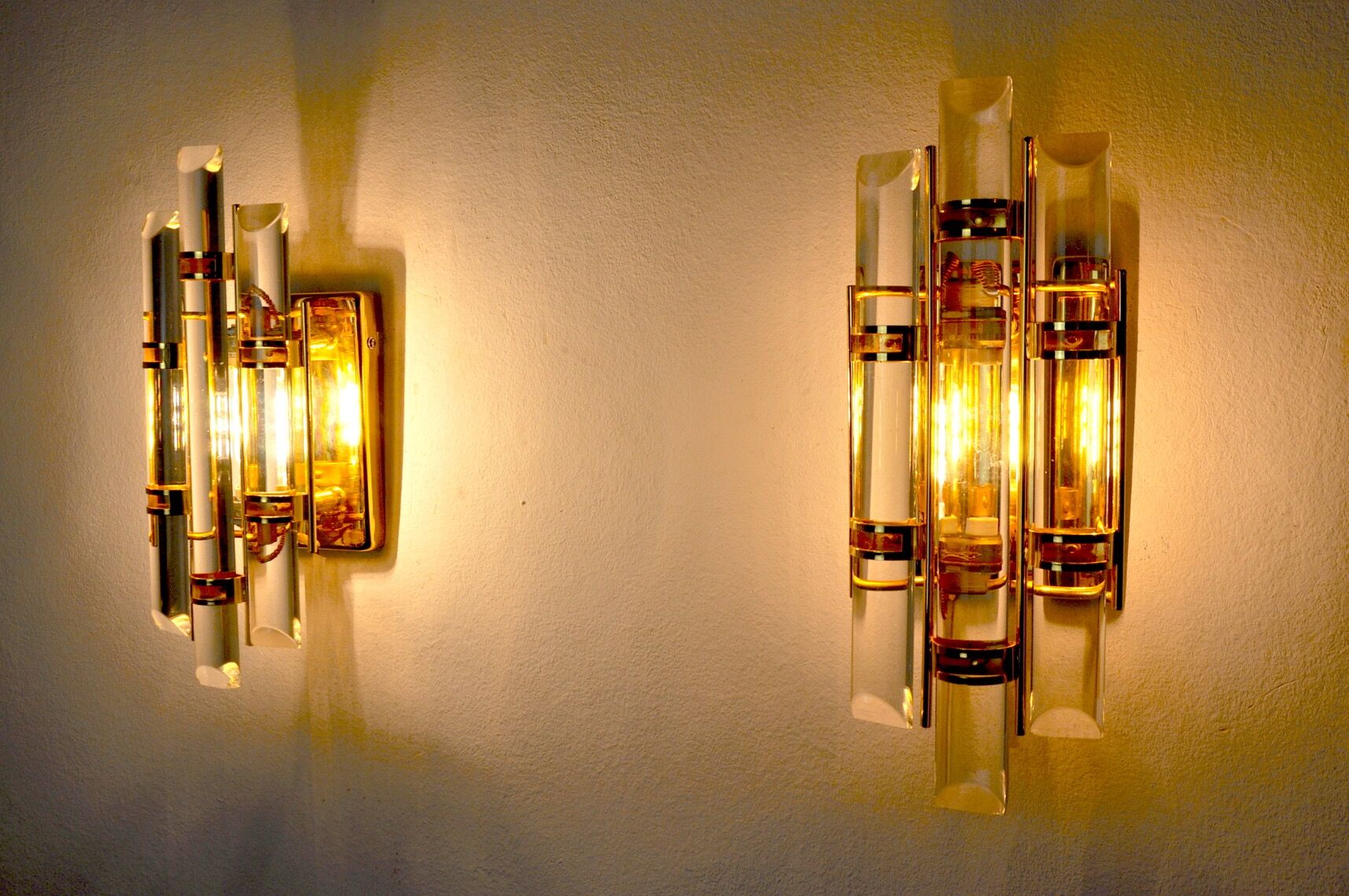 Pair of venini wall lamps Murano glass Italy 1970