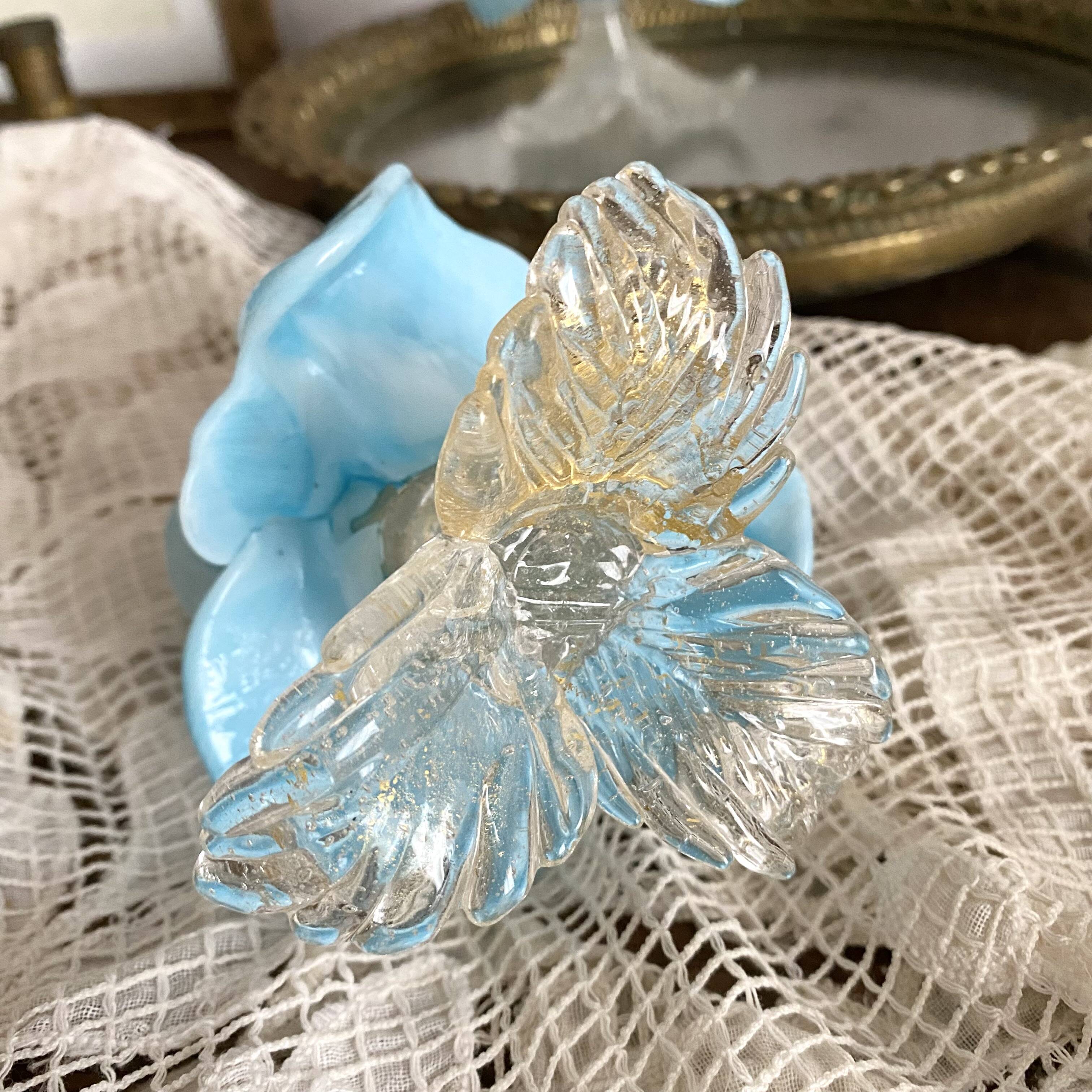 Pair of Murano glass candlesticks, iris flowers, 1960s